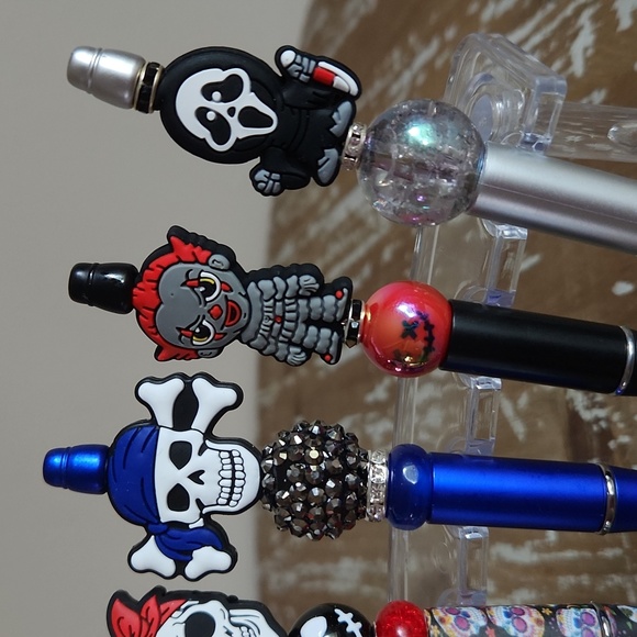 Handmade Halloween Beaded Pens with Bling Beads and Handpainted Beads - Picture 3 of 4